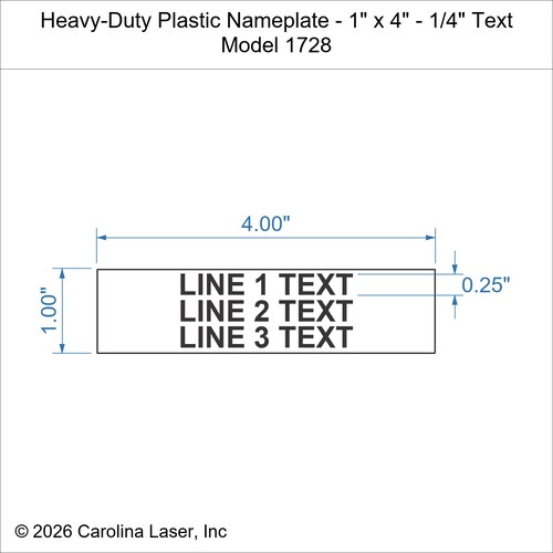 Modal Additional Images for Heavy-Duty Plastic Nameplate - 1" x 4" - 1/4" Text