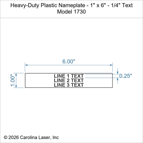 Modal Additional Images for Heavy-Duty Plastic Nameplate - 1" x 6" - 1/4" Text