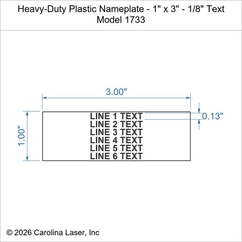 Modal Additional Images for Heavy-Duty Plastic Nameplate - 1" x 3" - 1/8" Text