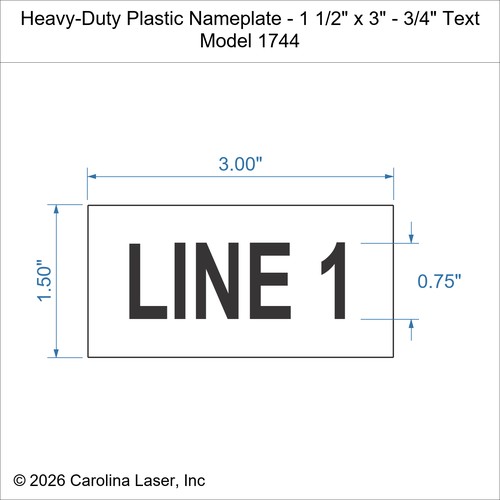 Modal Additional Images for Heavy-Duty Plastic Nameplate - 1 1/2" x 3" - 3/4" Text