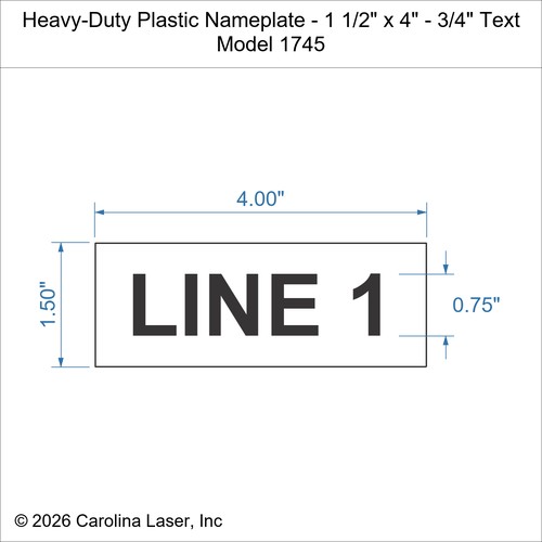 Modal Additional Images for Heavy-Duty Plastic Nameplate - 1 1/2" x 4" - 3/4" Text