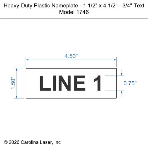 Modal Additional Images for Heavy-Duty Plastic Nameplate - 1 1/2" x 4 1/2" - 3/4" Text