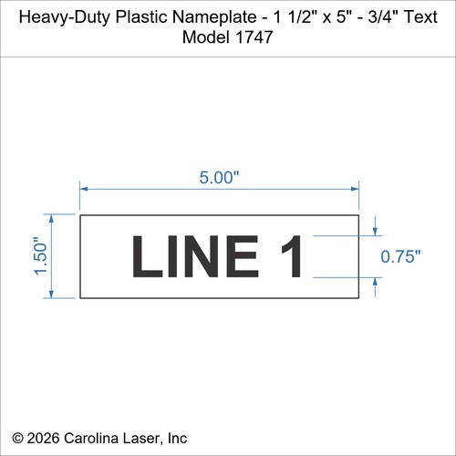 Modal Additional Images for Heavy-Duty Plastic Nameplate - 1 1/2" x 5" - 3/4" Text