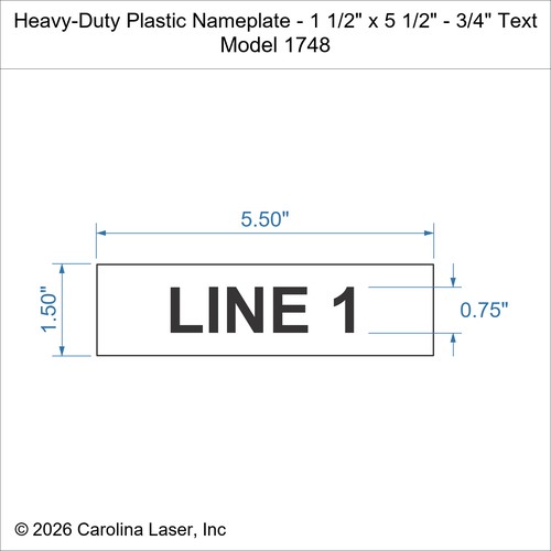 Modal Additional Images for Heavy-Duty Plastic Nameplate - 1 1/2" x 5 1/2" - 3/4" Text