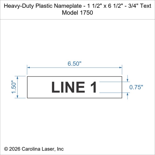 Modal Additional Images for Heavy-Duty Plastic Nameplate - 1 1/2" x 6 1/2" - 3/4" Text