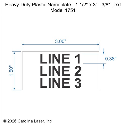 Modal Additional Images for Heavy-Duty Plastic Nameplate - 1 1/2" x 3" - 3/8" Text