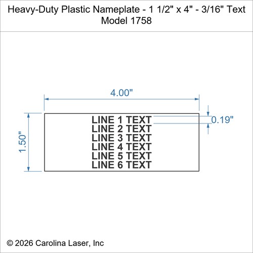 Modal Additional Images for Heavy-Duty Plastic Nameplate - 1 1/2" x 4" - 3/16" Text