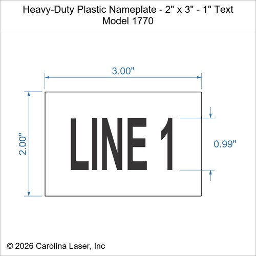 Modal Additional Images for Heavy-Duty Plastic Nameplate - 2" x 3" - 1" Text