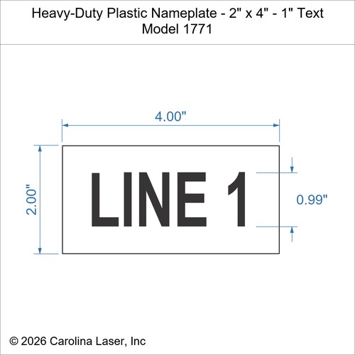 Modal Additional Images for Heavy-Duty Plastic Nameplate - 2" x 4" - 1" Text