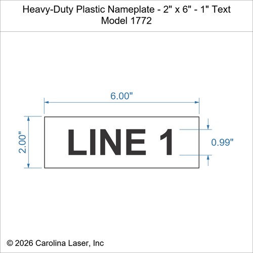 Modal Additional Images for Heavy-Duty Plastic Nameplate - 2" x 6" - 1" Text