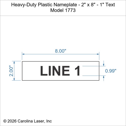 Modal Additional Images for Heavy-Duty Plastic Nameplate - 2" x 8" - 1" Text