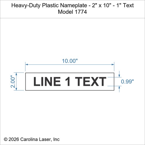 Modal Additional Images for Heavy-Duty Plastic Nameplate - 2" x 10" - 1" Text