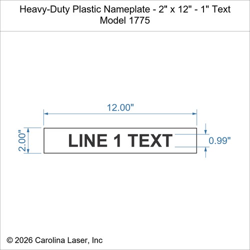 Modal Additional Images for Heavy-Duty Plastic Nameplate - 2" x 12" - 1" Text