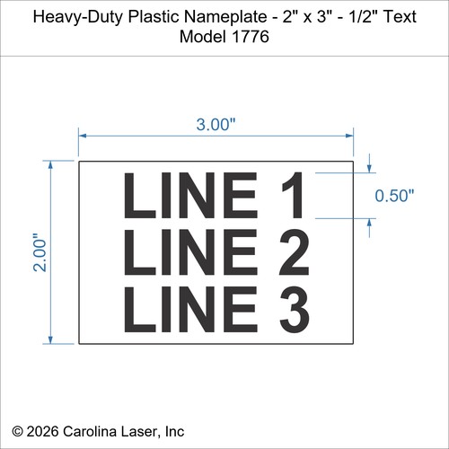Modal Additional Images for Heavy-Duty Plastic Nameplate - 2" x 3" - 1/2" Text