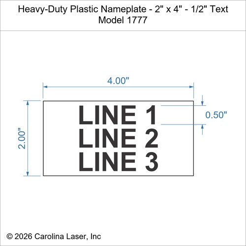 Modal Additional Images for Heavy-Duty Plastic Nameplate - 2" x 4" - 1/2" Text
