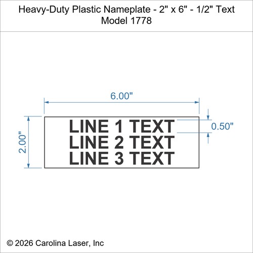 Modal Additional Images for Heavy-Duty Plastic Nameplate - 2" x 6" - 1/2" Text