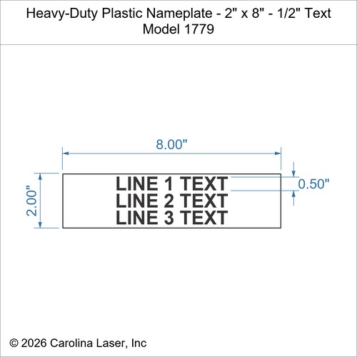 Modal Additional Images for Heavy-Duty Plastic Nameplate - 2" x 8" - 1/2" Text