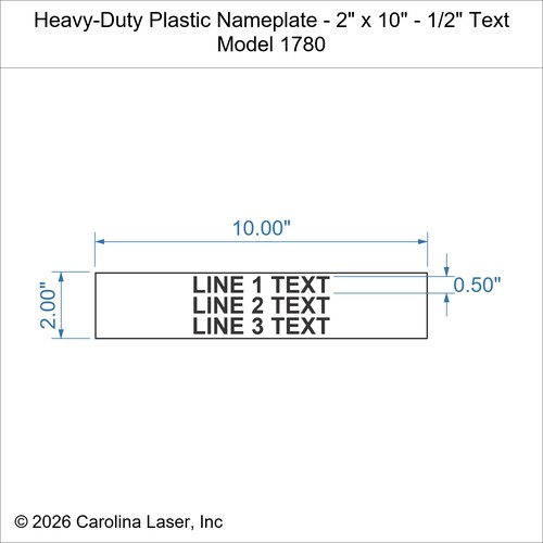 Modal Additional Images for Heavy-Duty Plastic Nameplate - 2" x 10" - 1/2" Text