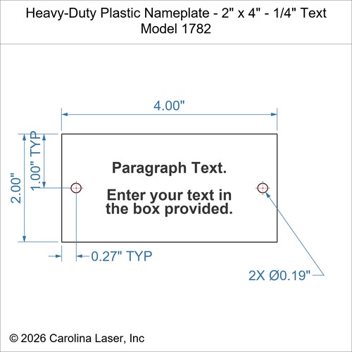 Modal Additional Images for Heavy-Duty Plastic Nameplate - 2" x 4" - 1/4" Text