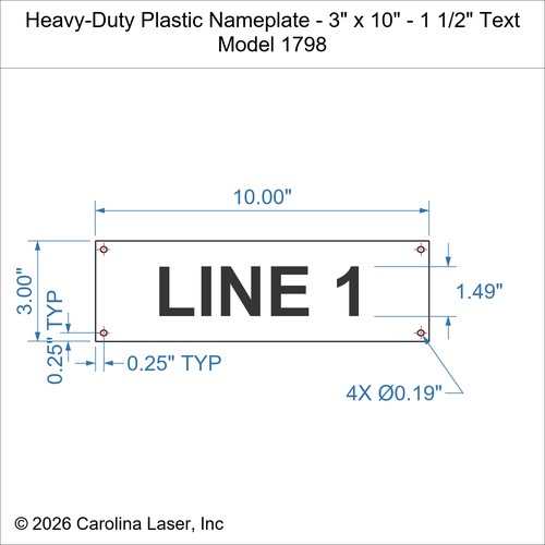 Modal Additional Images for Heavy-Duty Plastic Nameplate - 3" x 10" - 1 1/2" Text
