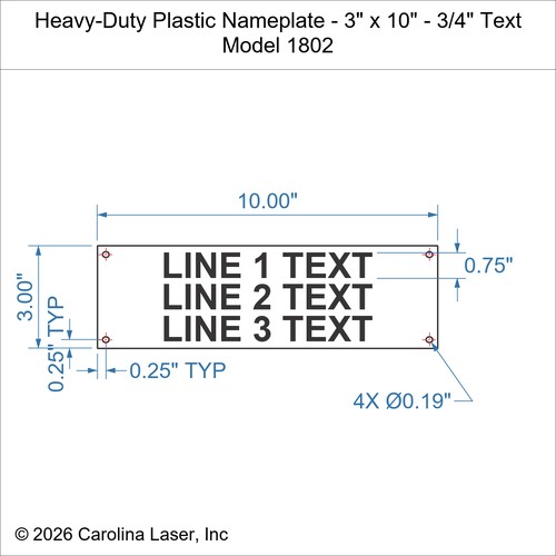 Modal Additional Images for Heavy-Duty Plastic Nameplate - 3" x 10" - 3/4" Text