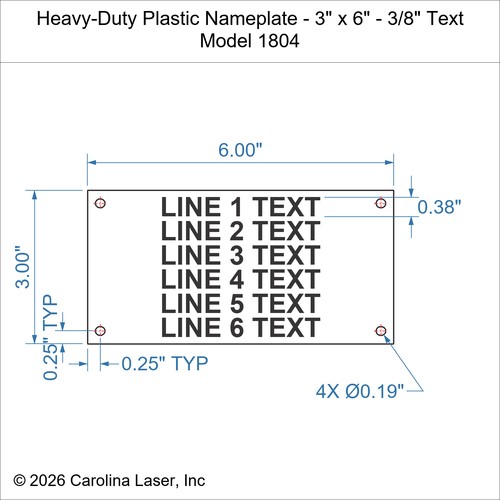 Modal Additional Images for Heavy-Duty Plastic Nameplate - 3" x 6" - 3/8" Text
