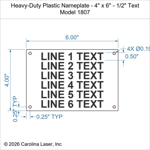 Modal Additional Images for Heavy-Duty Plastic Nameplate - 4" x 6" - 1/2" Text
