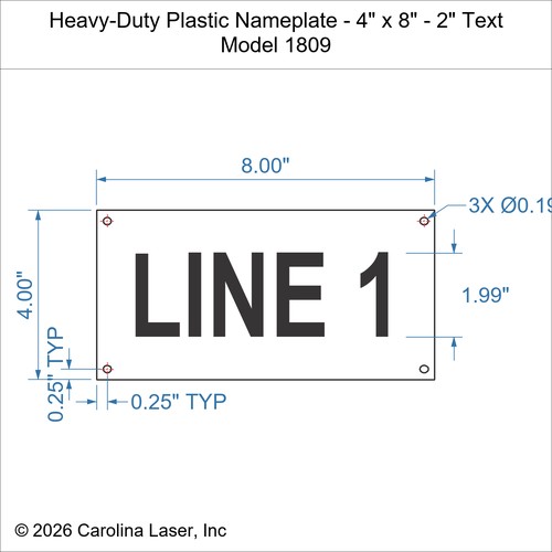 Modal Additional Images for Heavy-Duty Plastic Nameplate - 4" x 8" - 2" Text