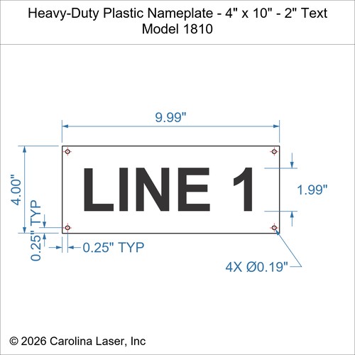 Modal Additional Images for Heavy-Duty Plastic Nameplate - 4" x 10" - 2" Text