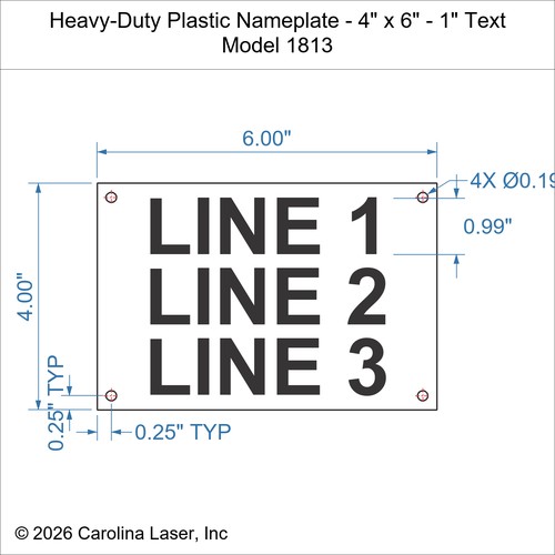 Modal Additional Images for Heavy-Duty Plastic Nameplate - 4" x 6" - 1" Text