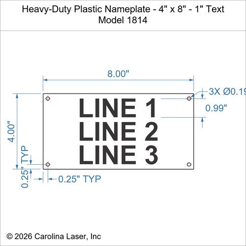 Modal Additional Images for Heavy-Duty Plastic Nameplate - 4" x 8" - 1" Text