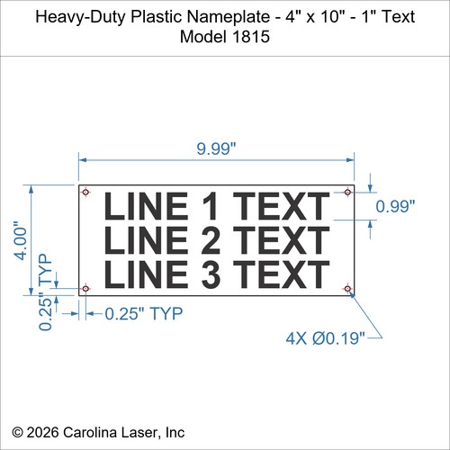 Modal Additional Images for Heavy-Duty Plastic Nameplate - 4" x 10" - 1" Text
