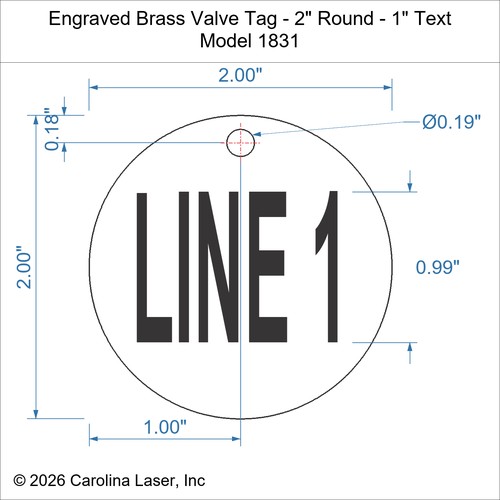 Modal Additional Images for Engraved Brass Valve Tag - 2" Round - 1" Text