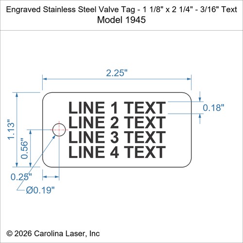 Modal Additional Images for Engraved Stainless Steel Valve Tag - 1 1/8" x 2 1/4" - 3/16" Text