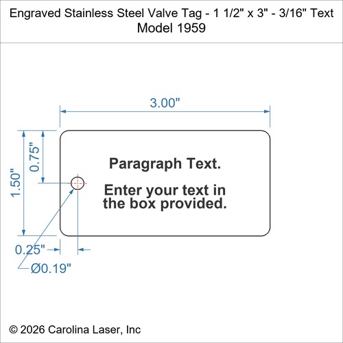 Modal Additional Images for Engraved Stainless Steel Valve Tag - 1 1/2" x 3" - 3/16" Text