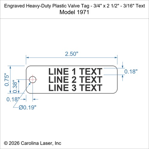 Modal Additional Images for Engraved Heavy-Duty Plastic Valve Tag - 3/4" x 2 1/2" - 3/16" Text
