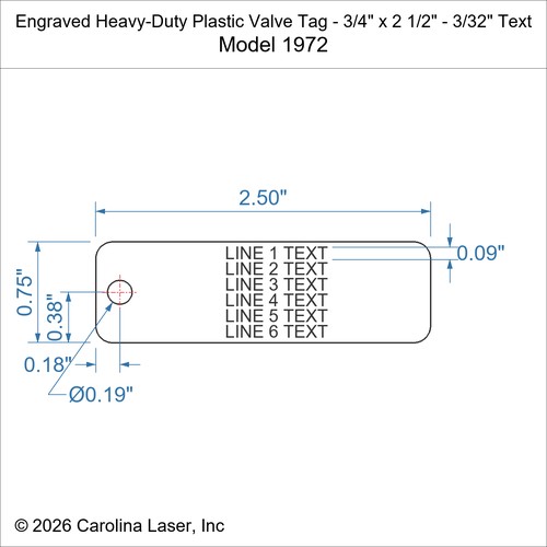 Modal Additional Images for Engraved Heavy-Duty Plastic Valve Tag - 3/4" x 2 1/2" - 3/32" Text