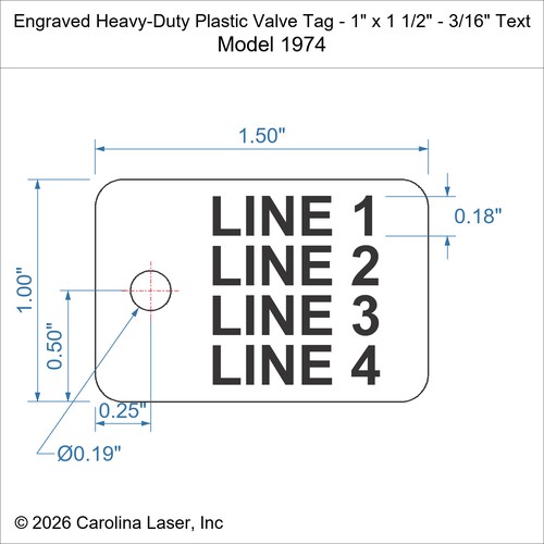 Modal Additional Images for Engraved Heavy-Duty Plastic Valve Tag - 1" x 1 1/2" - 3/16" Text