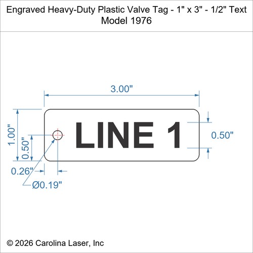 Modal Additional Images for Engraved Heavy-Duty Plastic Valve Tag - 1" x 3" - 1/2" Text