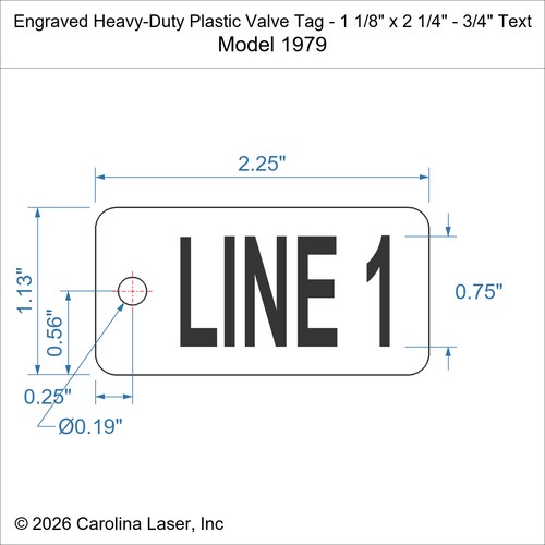 Modal Additional Images for Engraved Heavy-Duty Plastic Valve Tag - 1 1/8" x 2 1/4" - 3/4" Text