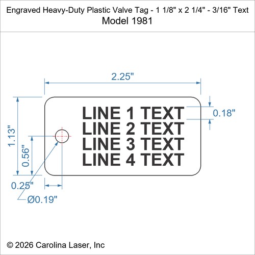 Modal Additional Images for Engraved Heavy-Duty Plastic Valve Tag - 1 1/8" x 2 1/4" - 3/16" Text