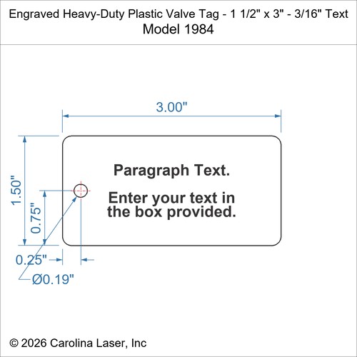 Modal Additional Images for Engraved Heavy-Duty Plastic Valve Tag - 1 1/2" x 3" - 3/16" Text