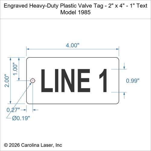 Modal Additional Images for Engraved Heavy-Duty Plastic Valve Tag - 2" x 4" - 1" Text